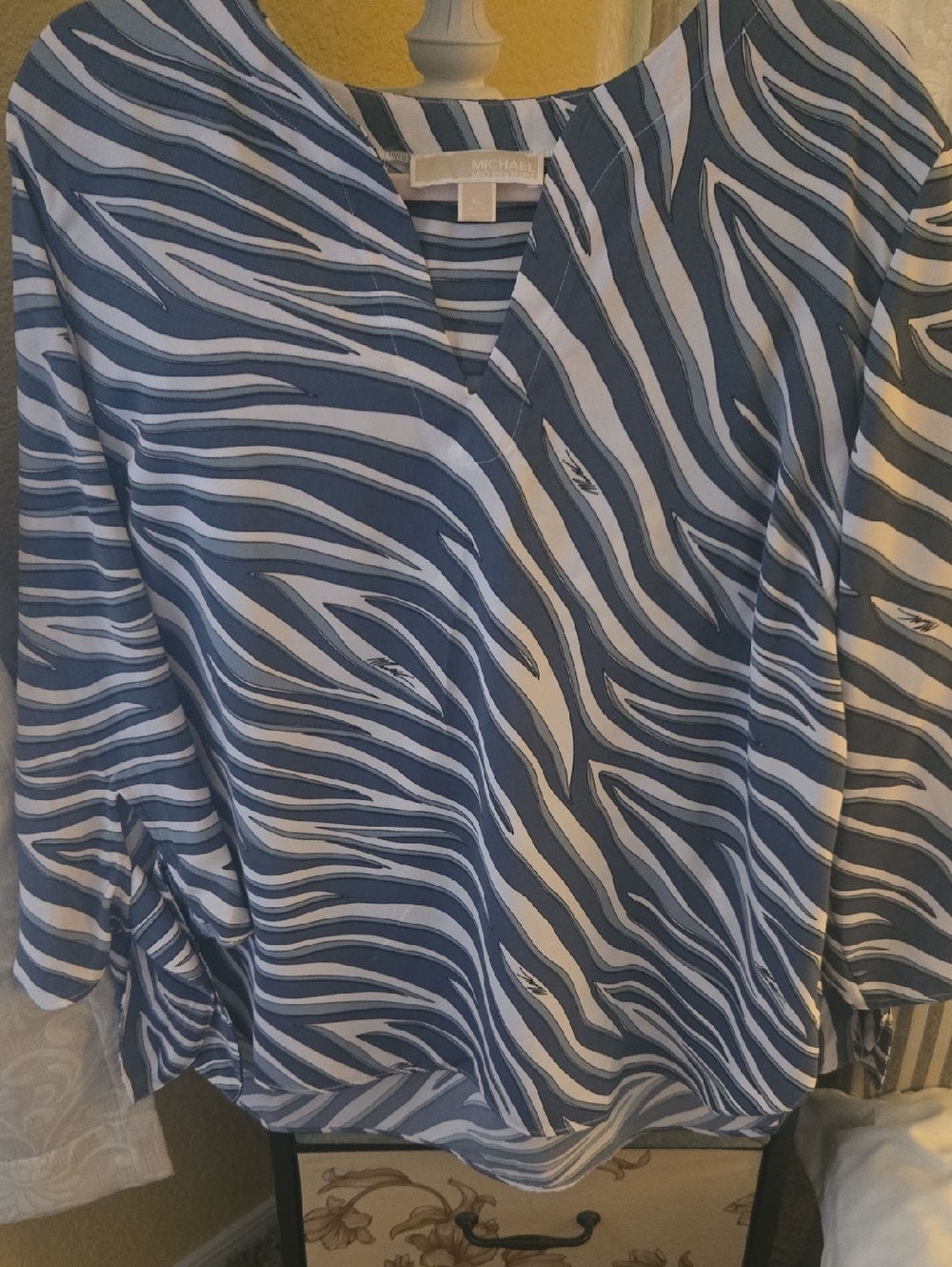 MICHAEL Michael Kors Navy and White Zebra Print Top